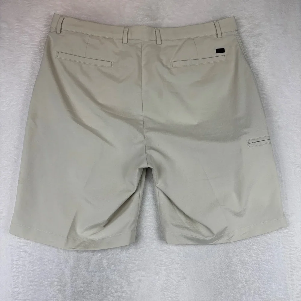 Greg Norman Mens Golf Shorts Stone Beige Size 38 Performance Flat Back Shark